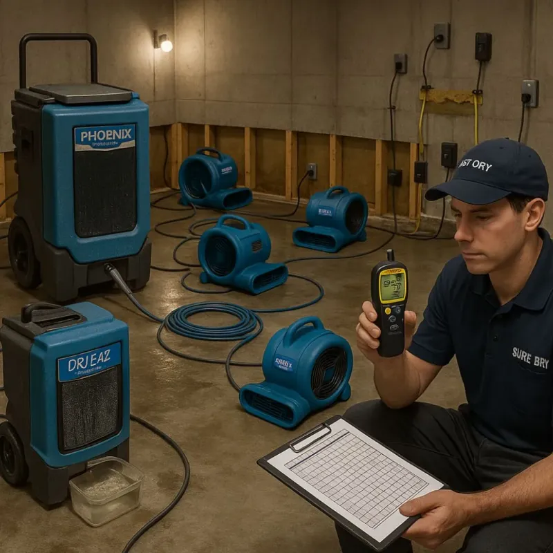 Structural Drying and Dehumidification process in Sweetser, IN